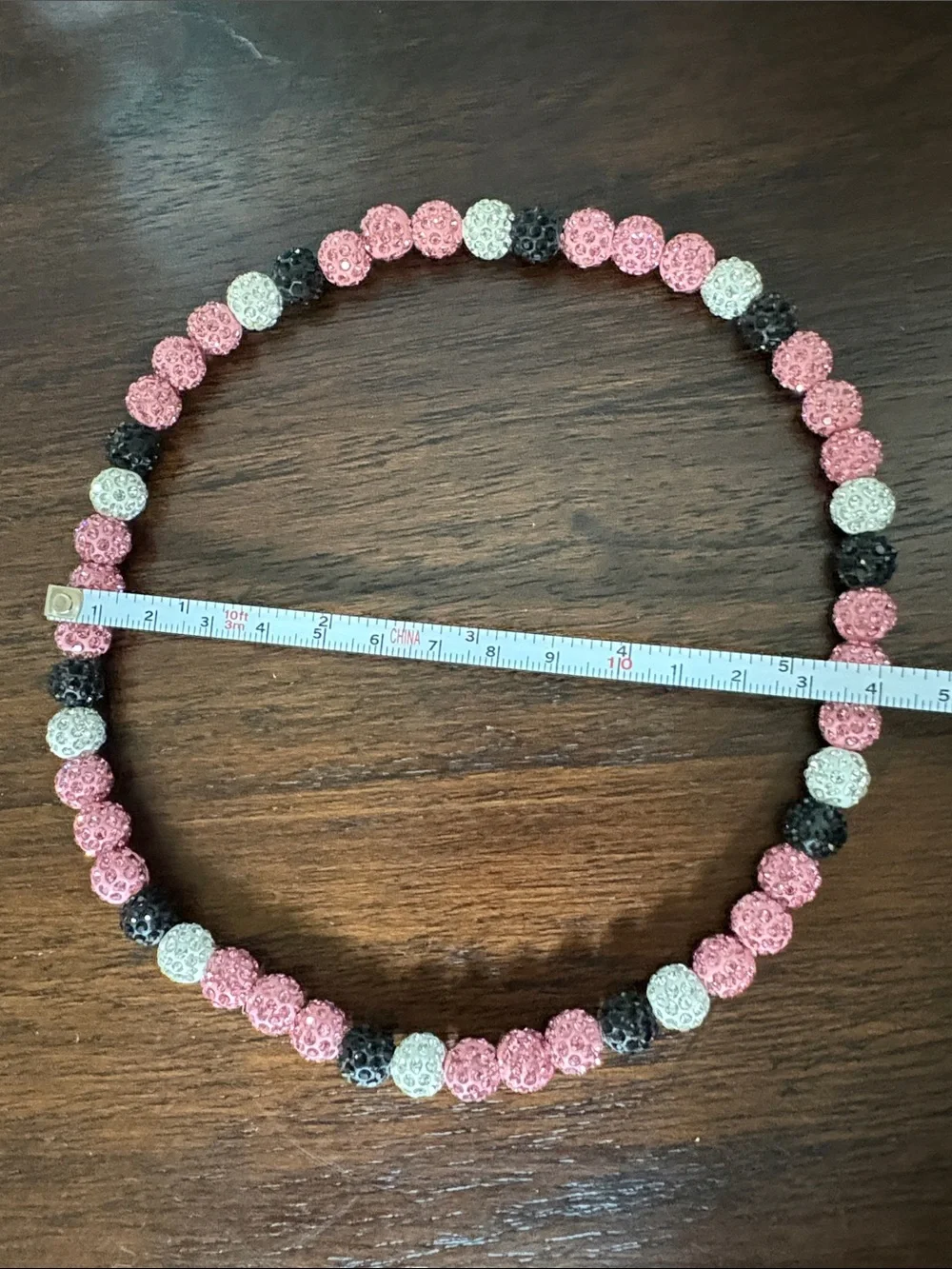 Sparkling Pink, Black & White Beaded Necklace